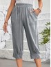 Linen Feeling Silk Cotton Capri Pants 